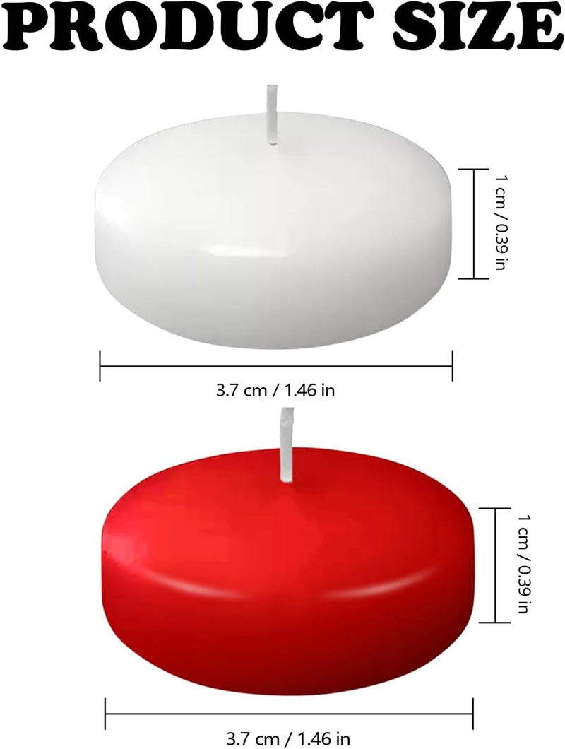 IQMLQV 20 Pieces White and Red Floating Candles,1.5 Hour Burning Small Floating Candles Centerpiece for Special Night, Pool,Party,Christmas,Wedding,Cylinder Vases - Image 2